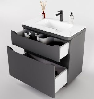 Тумба под раковину Style Line Марелла 80 Люкс Plus СС-00002403 серый матовый